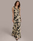 Women's Floral-Print Cowlneck Gown