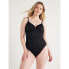 Фото #1 товара Time and Tru One Piece Swimsuit Women Black Wire Front V-Neck Shoulder Straps 1X