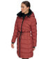 Фото #3 товара Women's Rope Belted Faux-Fur-Trim Hooded Puffer Coat