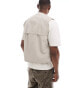 Hollister mesh lined nylon festival utility vest in beige