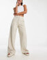 In The Style x Gemma Atkinson high waist wide leg trouser in beige