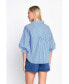 ფოტო #2 პროდუქტის Women's Striped Ballon Sleeve Shirt