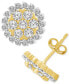 ფოტო #1 პროდუქტის Diamond Halo Cluster Stud Earrings (1-1/2 ct. t.w.) in 10k Gold