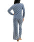 ფოტო #2 პროდუქტის Women's 2-Pc. Printed Henley Pajamas Set