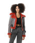 ფოტო #2 პროდუქტის Women's Shearling Fashion Short Jacket, Grey Suede with Coral Wool