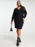 Фото #4 товара Vero Moda Curve wrap front knitted mini dress in black