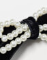 Pieces 2 pack velvet and faux pearl bow hair clips in black