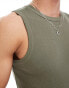 ASOS DESIGN muscle rib vest with crew neck in khaki