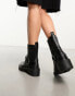 Stradivarius biker boot with buckle detail in black