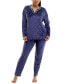Фото #7 товара Women's 2-Pc. Velour Henley Pajamas Set