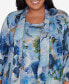 ფოტო #2 პროდუქტის Plus Size Classic Watercolor Floral Melange Two In One Top With Necklace