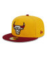 Фото #1 товара Men's Yellow, Red Chicago Bulls Fall Leaves 2-Tone 59FIFTY Fitted Hat