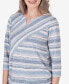 Фото #3 товара Petite A Fresh Start Spliced Stripe Ruched Shirttail Top