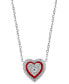 Фото #2 товара EFFY Collection eFFY® Diamond & Enamel Heart Halo 18" Pendant Necklace (1/4 ct. t.w.) in 14k White Gold