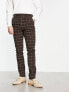 Фото #1 товара ASOS DESIGN skinny wool mix smart trousers in chocolate brown window check