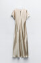 Фото #8 товара Атласное платье миди со сборкой на поясе ZARA