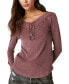 ფოტო #1 პროდუქტის Women's Lace-Trimmed Henley Top