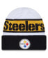Фото #1 товара Men's White, Black Pittsburgh Steelers 2023 Sideline Tech Cuffed Knit Hat