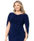 ფოტო #4 პროდუქტის Plus Size Pleated Cape-Back Sheath Dress