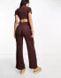 ASOS DESIGN crinkle 2 in 1 cut out jumpsuit in brown 44 - фото #4