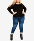 ფოტო #4 პროდუქტის Plus Size Cold Shoulder Round Neck Sweater