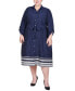 Фото #1 товара Plus Size 3/4 Roll Tab Sleeve Belted Shirtdress