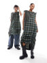 Reclaimed Vintage genderless dress with ruching detail in check