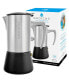 Фото #1 товара Milano Steel Stainless Steel Stovetop Espresso Maker Moka Pot 6 Espresso Cup Size 10 oz