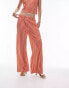 Фото #2 товара Topshop co ord stripe plisse wide leg trouser in red