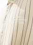 Фото #5 товара ASOS DESIGN overshirt in canvas stripe print with embroidery in beige