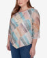 ფოტო #4 პროდუქტის Plus Size Scottsdale Stained Glass Popcorn Top With Necklace