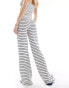 ASOS DESIGN striped wide leg trouser co ord in white Белый, L - EU 44-46 - фото #3