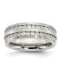 Фото #1 товара Stainless Steel Brushed with Double Row CZ 7mm Band Ring