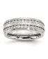 ფოტო #1 პროდუქტის Stainless Steel Brushed with Double Row CZ 7mm Band Ring