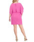 ფოტო #2 პროდუქტის Plus Size Boat-Neck Blouson Faux-Wrap Dress