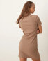 Фото #3 товара Vila buttondown jersey mini dress in brown