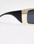 ASOS DESIGN visor sunglasses in gold metal