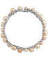 ფოტო #3 პროდუქტის Freshwater Pearl (6 - 8-1/2mm) & Cubic Zirconia Link Bracelet in Sterling Silver