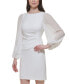 Women's Blouson-Sleeve Side-Tucked Sheath Dress