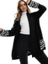 Threadbare Ski shawl wrap cardigan in monochrome