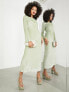 ASOS EDITION all over sequin backless drape midi dress in sage green