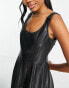 Фото #8 товара Miss Selfridge faux leather buckle detail fit and flare dress in black