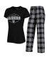 ფოტო #1 პროდუქტის Women's Black, Gray Las Vegas Raiders Badge T-shirt and Pants Sleep Set