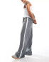 ASOS DESIGN pull on smart loose leg trousers with cut and sew side stripe in grey Серый, W30 L30 - фото #1