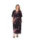 ფოტო #1 პროდუქტის Plus Size V-Neck Print Kimono Wrap Maxi Dress