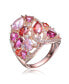 ფოტო #1 პროდუქტის Sterling Silver 18K Rose Gold Plated Multicolored Cubic Zirconia Wide Setting Ring