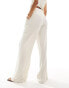 Style Cheat wide leg linen look trousers in cream