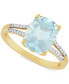 ფოტო #1 პროდუქტის Aquamarine (3 ct. t.w.) & Diamond (1/10 ct. t.w.) Split Shank Ring in 14k Gold