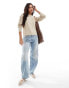 Vila round neck cable knit jumper in cream