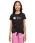 ფოტო #1 პროდუქტის Big Girls Tie-Front Logo T-Shirt